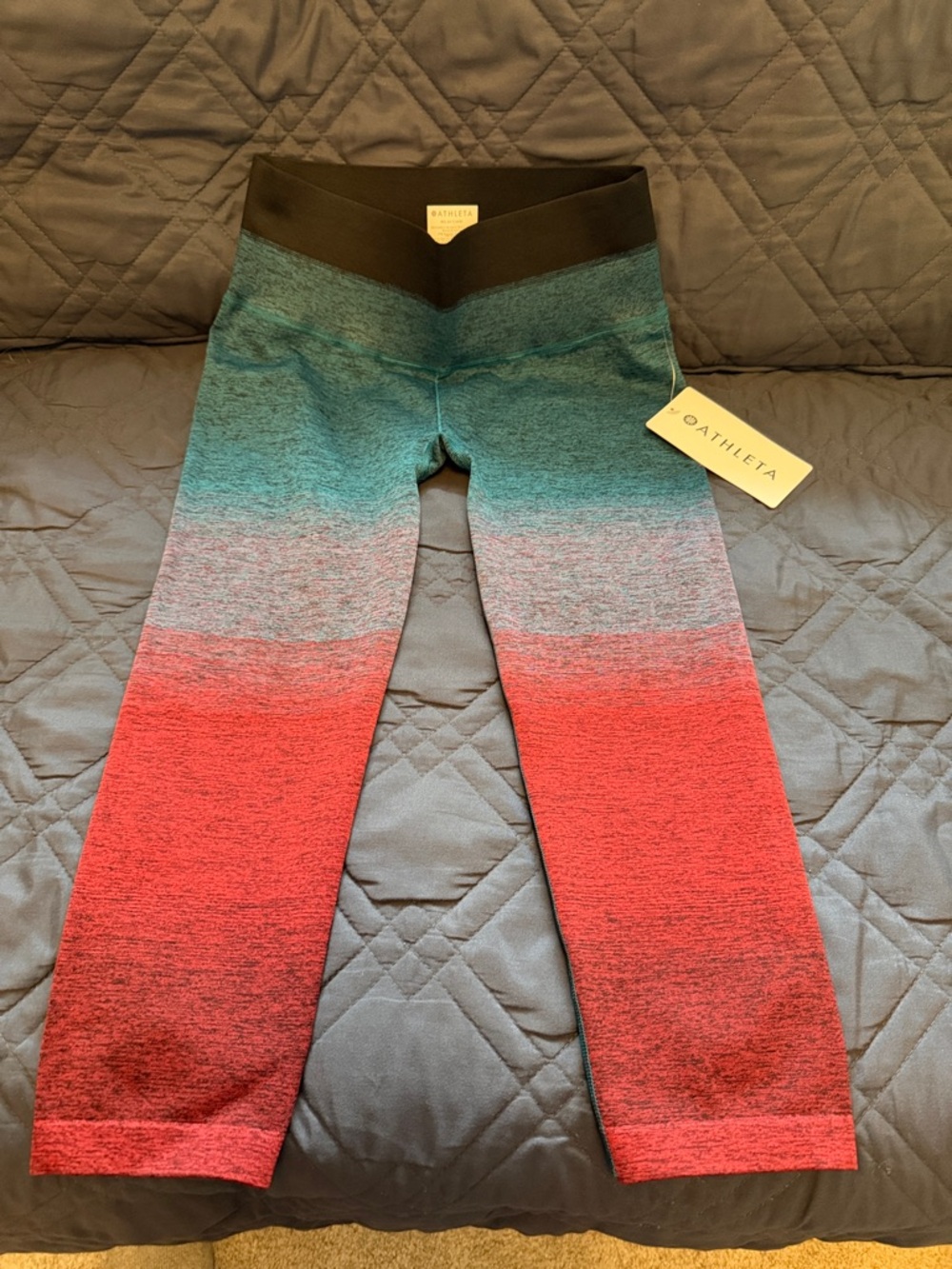 Athleta Womens Ombre Teal to Red Seamless Leggings